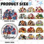 16 PCS Interchangeable Welcome Sign for Front Door, With 16 Interchangeable Seasonal Icons, Wooden Welcome Signs for Front Door for Holidays and Year Round Home Decor - Image 7
