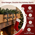 Garland Hangers for Mantle, 2026 New Fireplace Stocking and Garland Hanger, 2 in 1 Adjustable Christmas Garland and Stocking Hanger, fits 0.5" to 8.5" Mantles, Holds Up to 20 Lbs，Black：6pcs - Image 2