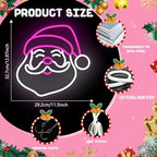 Christmas Neon Sign Pink Santa Neon Sign for Wall Decor Pink Christmas Decor Santa Claus Led Sign Xmas Neon Light Up Signs for Window Bedroom Holiday Door Party Home Winter Decoration Gift - Image 3
