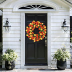 24 Inch Tulip Summer Wreath for Front Door Spring Silk Wreath with Green Leaves Artificial Tulip Flower Wreaths for All Seasons Farmhouse Porch Wall Living Room Home Widding Decor - Image 6