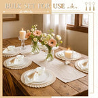 Gejoy 18 Pcs Burlap Placemat Wood Napkin Ring Dinner Napkin, Ivory - Image 4