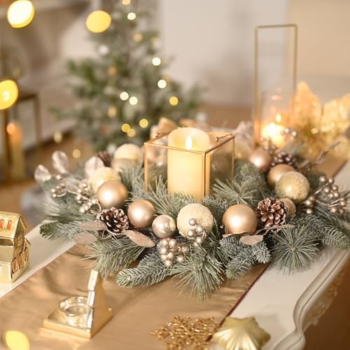 Valery Madelyn 24" Pre-Lit Christmas Wreath for Front Door with Lights - Image 3