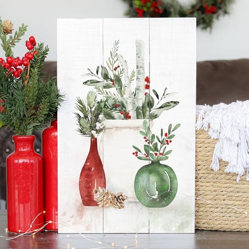 Simply Said, INC Rustic Pallets Christmas Decor, Christmas Greenery Pots Watercolor, 16 x 10.5 inch Wood Sign, Made in USA, RUS1541 - Image 4
