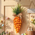 Suncalla 1 Pack Easter Tulip Carrot Wreath Decoration, 24 Inch Spring Artificial Orange Carrot Wreath Decor with Green Branches Spring Flower and Easter Egg for Home Door Wall Mantel Window Decor - Image 4