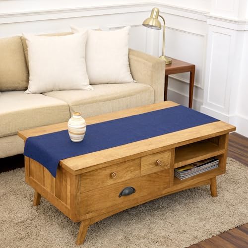 Solino Home 100% Pure Linen Dining Table Runner Navy, Athena 14 x 60 in by SolinoHome