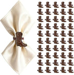 50PCS Western Party Decorations Cowboy Boot Napkin Rings Rustic Farmhouse Western Napkin Holder Metal Tissue Rings Buckles Cowboy Birthday Party Supplies by EYNDYN