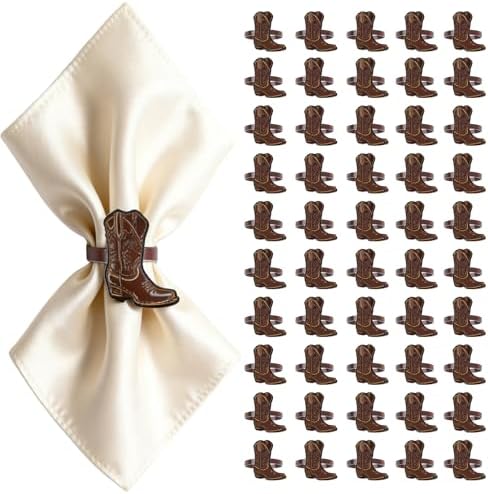50PCS Western Party Decorations Cowboy Boot Napkin Rings Rustic Farmhouse Western Napkin Holder Metal Tissue Rings Buckles Cowboy Birthday Party Supplies by EYNDYN
