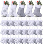 HooLing 50 Pcs 7 Inch Mini Christmas Stockings Bulk, Silver-Gray, Basic by HooLing
