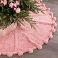 ORTIGIA Pink Faux Fur Soft Christmas Tree Skirt 36 Inch with POM POM by ORTIGIA
