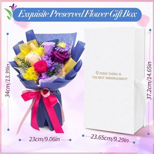 QOEAZY Flowers for Delivery, Preserved Flowers Bouquet with Gift Box, Rose Gifts for Women Mom Grandma - Image 2