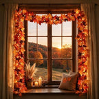 2 Pack 12Ft 50 LED Fall Garland with Lights,8 Modes Waterproof Battery Operated Fall Decorations Lights for Mantle Fireplace Table Indoor Thanksgiving Decor - Image 7