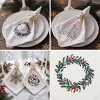 12 Pcs Embroidered 100% Cotton Christmas Napkins 18x18 Inch - Image 2