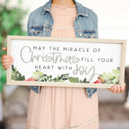 Simply Said, INC Farmhouse Frames Christmas Sign - May the Miracle Fill Your Heart with Joy - 10 x 24 inches - Holly Mantel Decor - Rustic Wood Christmas Decor FF1247 - Image 4