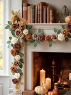 InnoGear Artificial Flowers, 50 Pcs Shades of Earth Tones Foam Fake Roses Bulk with Stems for Autumn Fall Decoration DIY Wedding Bouquets Centerpieces Bridal Shower Party Christmas Tree - Image 6