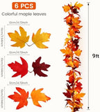 3Pack 9Ft 50 LED Maple Leaf Garland Battery Operated with Timer,8 Modes Waterproof Fall Decorations for Home Fall Garland with Lights for Fall Thanksgiving Table Harvest Home Indoor Decorations - Image 3