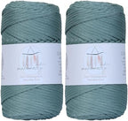 Makromecity, 2 Skeins of Polyester Macrame Cord 3mm x 131 Yards (394 feet) 3mm Polypropylene Crepe Green Macrame Cord Crochet Macrame Bag Cord Crafts for Wall Hangings, Bags, Underplate, Rug… by Makromecity