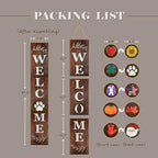 Perfnique Interchangeable Welcome sign for front porch standing, 47 x 7.9 Inch Black Wooden Leaner Sign with 10 Interchangeable Designed Icons, Morden Farmhouse Rustic Seasonal Decor for Spring - Image 3
