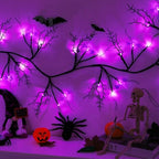 9 FT 72 LED Halloween Willow Vine Twig Decor Garland With Bats Purple Lights - Timer & 8 Modes - Battery Operated Lights for Indoor Decorations, Home, Mantle, Fireplace - Image 2