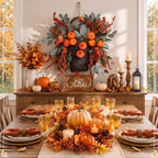 Norme Fall Basket Wreath for Front Door 19 in Autumn Pumpkin Harvest Wreath - Image 5