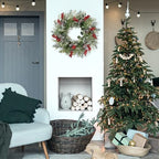 Sggvecsy 21 Inch Artificial Christmas Wreath for Front Door Xmas Red Berry Wreath with Pine Needles Pine Cones Eucalyptus Leaves Christmas Hanging Decorations for Wall Outdoor Home Window Decor - Image 3