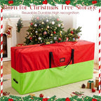 9 ft Christmas Tree Storage Bag Heavy Duty 420D Oxford Artificial Christmas Tree Bag with Reinforced Handles Dual Zippers Card Slot Wide Opening Extra Large Storage Container, Green and Red - Image 4