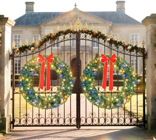 VINGLI 60 Inch Christmas Wreath Dual Color Fence, Party Decor, Plug-in LED - Image 2