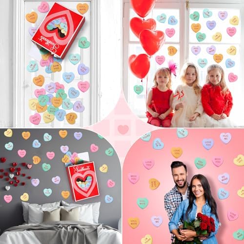 Ctosree 49 Pcs Valentine's Day Wall Stickers 3D Sweetheart Box with Conversation Heart Stickers Valentine's Day Bulletin Board Decoration Love Wall Decals for Classroom Home Wedding Romantic Decor - Image 5