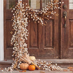 6 ft Fall Garland for Mantel, Pre-lit Autumn Garland with Lights - Image 6