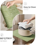Leetaltree Bean Green Woven Placemats Set of 12 - Heat Resistant Non-Slip Place Mats for Dining Table, Washable Durable PVC Table Mats(Bean Green, 12) - Image 5