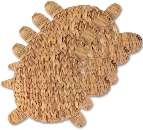 Woven Turtle Placemats Set of 4 (12.6"x17") – Water Hyacinth Placemats Indoor – Farmhouse Placemat for Dining Table – Boho Place mats – Wicker Rattan Place mats - Image 6