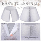 Fabric Christmas Tree Collar 24 Inch Silver Christmas Tree Stand Base Cover - Image 3