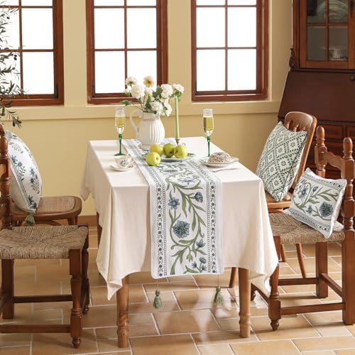 ISAENNE Designer French Linen Table Runner,71"x12"-Mosella E - Image 6
