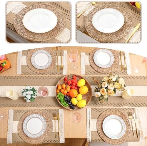 Boho Table Runner and Placemats Set, 6 Sets, Khaki B, 12x72 - Image 6