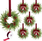 Thewe 6Pcs 14" Christmas Candle Wreaths for Kitchen Cabinet Table Decor by Unknown