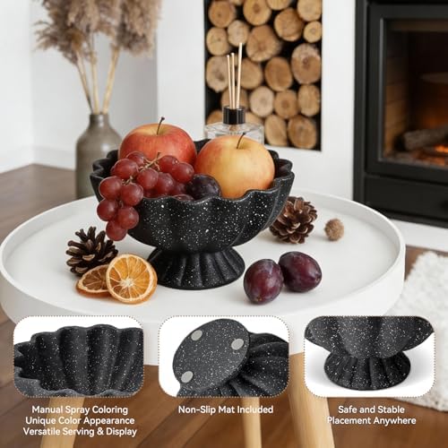 Pedestal Decorative Bowl, 8" Footed Ruffle Fruit Bowl for Home Decor - Image 2