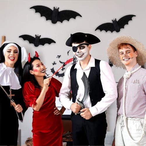 Beeveer 3 Pcs Woven Rattan Bat Wall Hanging Halloween Decor, 3D Scary Handcrafted Black Rope Bats, Rustic Natural Farmhouse Halloween Creepy Decorations for Home Fireplace Door, 9.06/7.48/5.91 Inch - Image 6