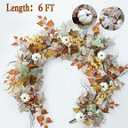 MIZII Fall Decor Artificial Maple Leaf Pumpkin Garland 6FT Fake Autumn Vines Garland Thanksgiving Halloween Harvest Decorations for Porch Mantle Table Centerpieces Fireplace Farmhouse (White PK) - Image 2