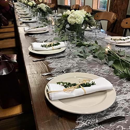 10 Pcs White Lace Table Runner 14 x 120 Inch Embroidered Boho Table Runner for Wedding Party Bridal Shower Decorations Vintage Rustic Table Runners - Image 6