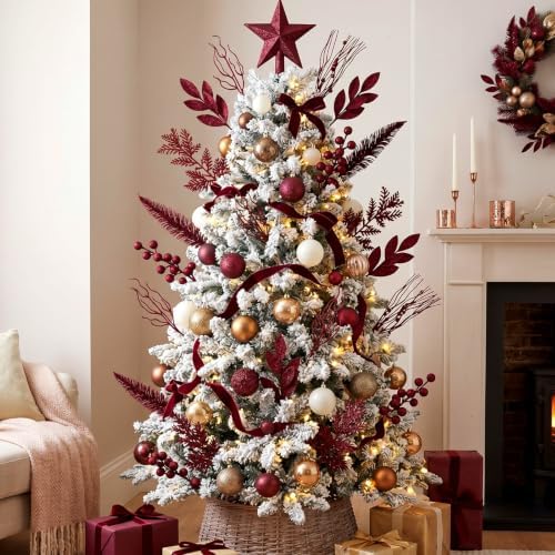 66 Pcs Burgundy Christmas Glitter Picks and Sprays - Image 4