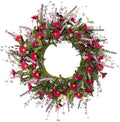 24 Inch Artificial Spring Summer Wreath for Front Door, Colorful Floral Wreath with Red Daisies Lavender and Eucalyptus Leaves, Farmhouse Indoor Outdoor Decor by BeigeOk