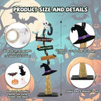 Halloween Decorations |Lighted Witch's Broom Halloween Wooden Porch Sign | Spooky Light Up Witch Decorations Sign for Indoor Outdoor Yard Decor - Image 6
