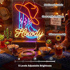 Zhengmy Howdy Neon Sign, USB Powered Cowboy Boot LED Wall Decor - Image 5