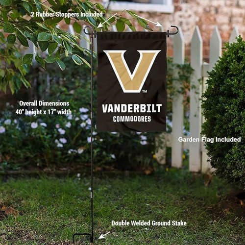 College Flags & Banners Co. Vanderbilt Commodores Wordmark Garden Flag and Pole Holder Set - Image 2