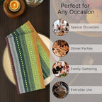 LFH Home Cotton Rich Cloth Salsa Napkin Set of 12 Washable Soft Durable Striped Table Napkins for Dining Wedding Daily Use Reusable Eco-Friendly Fabric Napkins (18x18)-Green Multi Thanks Giving - Image 4