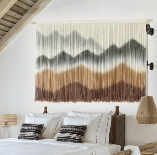 Macrame Wall Hanging Dip-Dyed Mountain Fiber Art Craftsmanship 57"W*35"L - Image 2