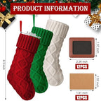 JellyArch 12 Pcs Personalized Christmas Stockings Xmas Stocking with Leather Patches Custom Name Cable Knitted Hanging Family Stockings for Christmas Holiday Fireplace Party Decoration (8.3 Inches) - Image 2