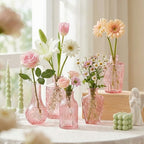 Glass Bud Vases in Bulk Small Mini Pink Vase for Flowers 17pc - Image 3