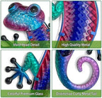 HONGLAND Lizard Metal Wall Art-15 Inch Gecko Wall Decor Hanging Glass Sculpture, 2 Pack Yard Decorations Outdoor for Garden Fence Home - Image 2