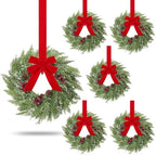 6 Pcs 15inchs Small Christmas Wreath for Kitchen Cabinets Mini Xmas Wreaths with Ribbon Christmas Decorations Candle Rings Red Berry Pine Cone Wreaths for Windows Farmhouse Xmas Decor by Unknown