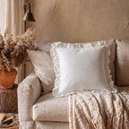 patdrea Vintage White Linen Throw Pillow Covers,Set of 2,22"x22"-Kubum - Image 3